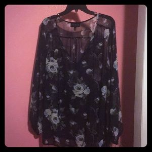 Lane Bryant 22/24 blue floral shirt gently worn